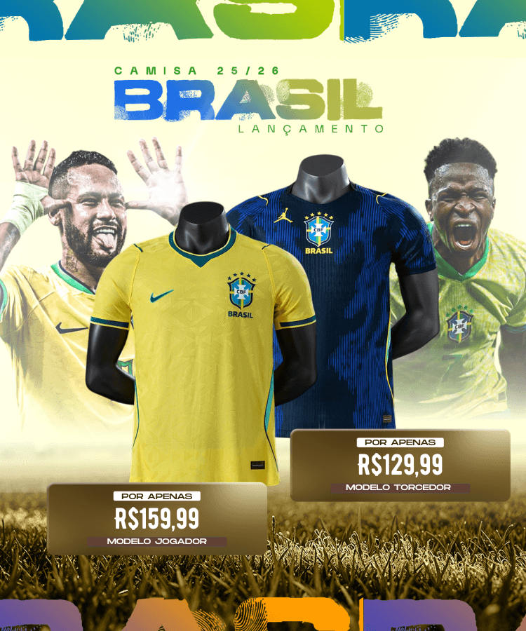 CAMISA OFICIAL DA SELEÇÃO — Vista o verde e amarelo — Modelos Torcedor e Jogador a partir de R$ 129,99.