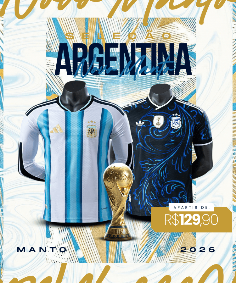 CAMISA OFICIAL DA ARGENTINA — Vista as cores do tricampeão