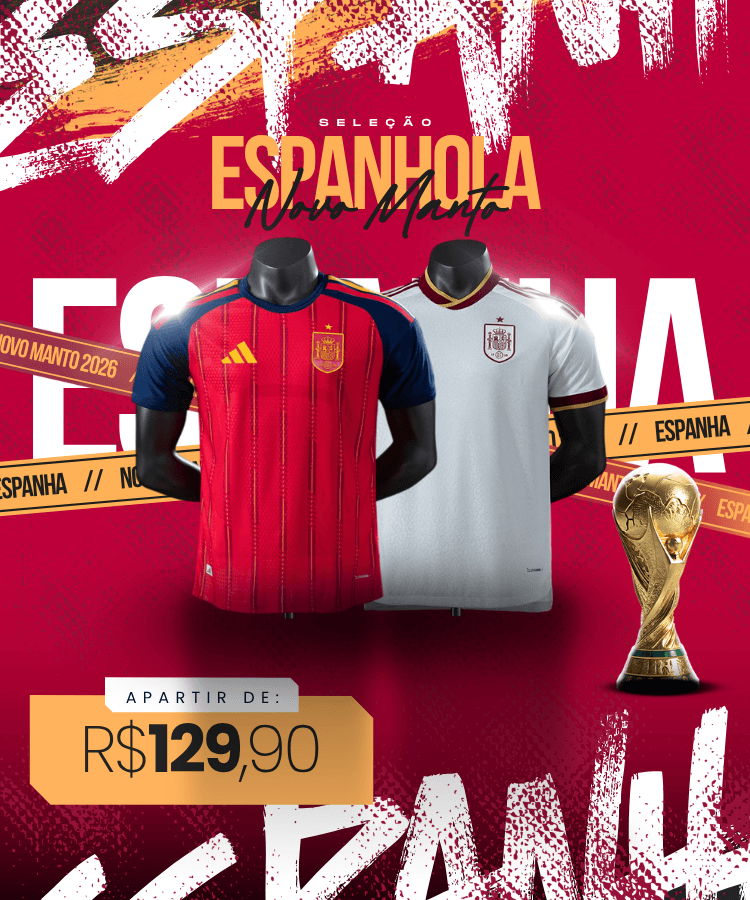 CAMISA OFICIAL DA ESPANHA — Vista as cores do campeão da Eurocopa.