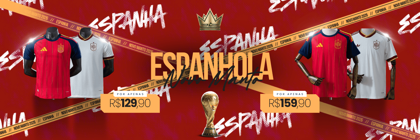 CAMISA OFICIAL DA ESPANHA — Vista as cores do campeão da Eurocopa.